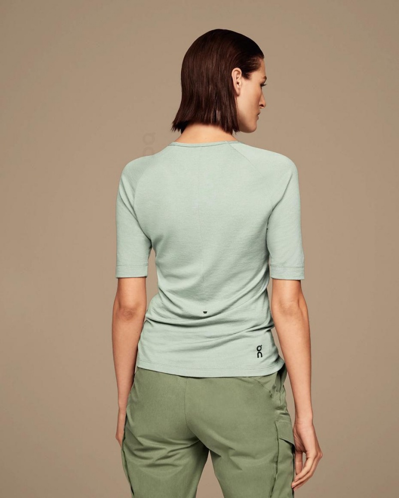 Camiseta On Cloud Merino-T Mujer Verdes | MX 3178WY