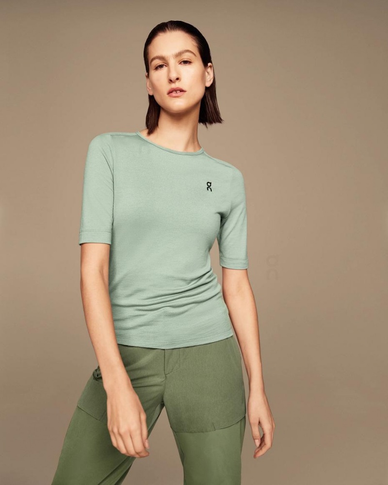 Camiseta On Cloud Merino-T Mujer Verdes | MX 3178WY