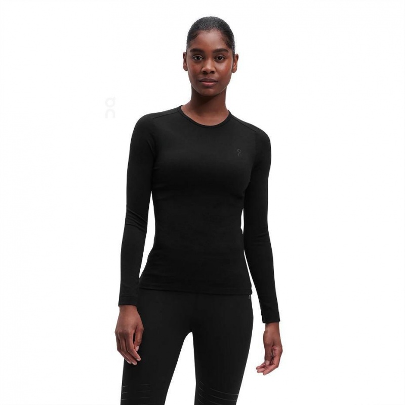 Camiseta On Cloud Merino Long-T Mujer Negros | MX 3153QZ