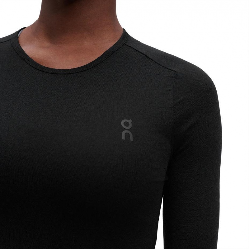 Camiseta On Cloud Merino Long-T Mujer Negros | MX 3153QZ