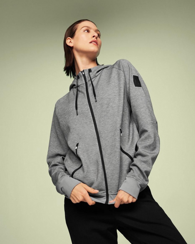 Sudadera con Capucha On Cloud Zipped Mujer Grises | MX 3281GL