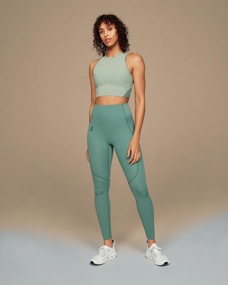 Tank On Cloud Movement Crop Mujer Verdes | MX 3157VD