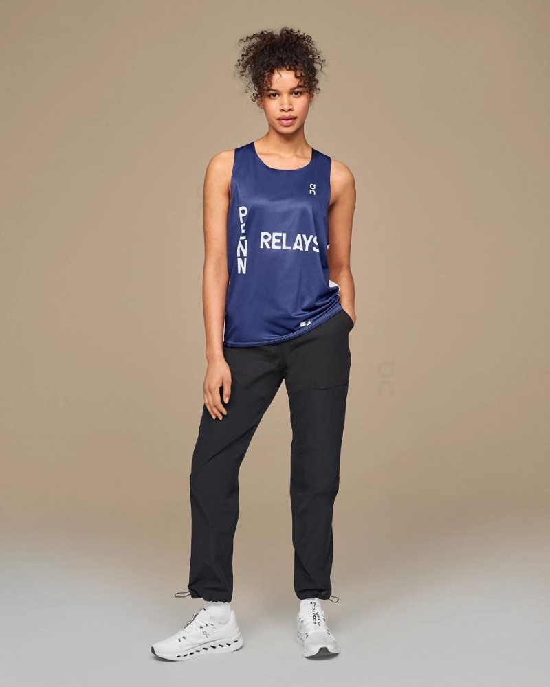 Tank On Cloud Penn Relays Singlet Hombre Azul Marino | MX 3747PQ