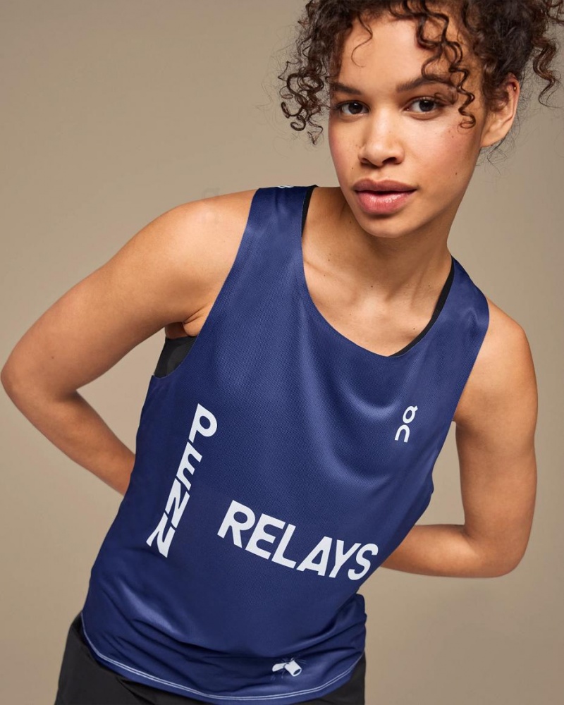 Tank On Cloud Penn Relays Singlet Hombre Azul Marino | MX 3747PQ