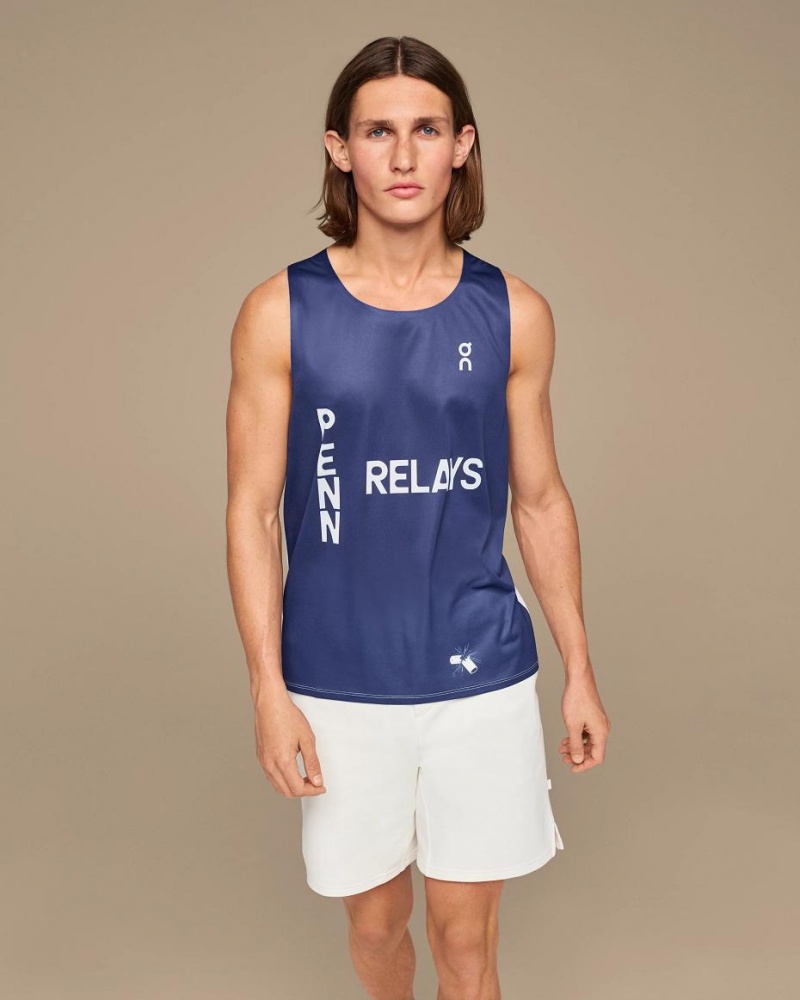 Tank On Cloud Penn Relays Singlet Hombre Azul Marino | MX 3747PQ